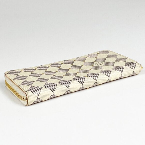 🌷 Louis Vuitton Damier Azur Studded Clemence Zippy Wallet Rose Ballerine Pink - Picture 10 of 12